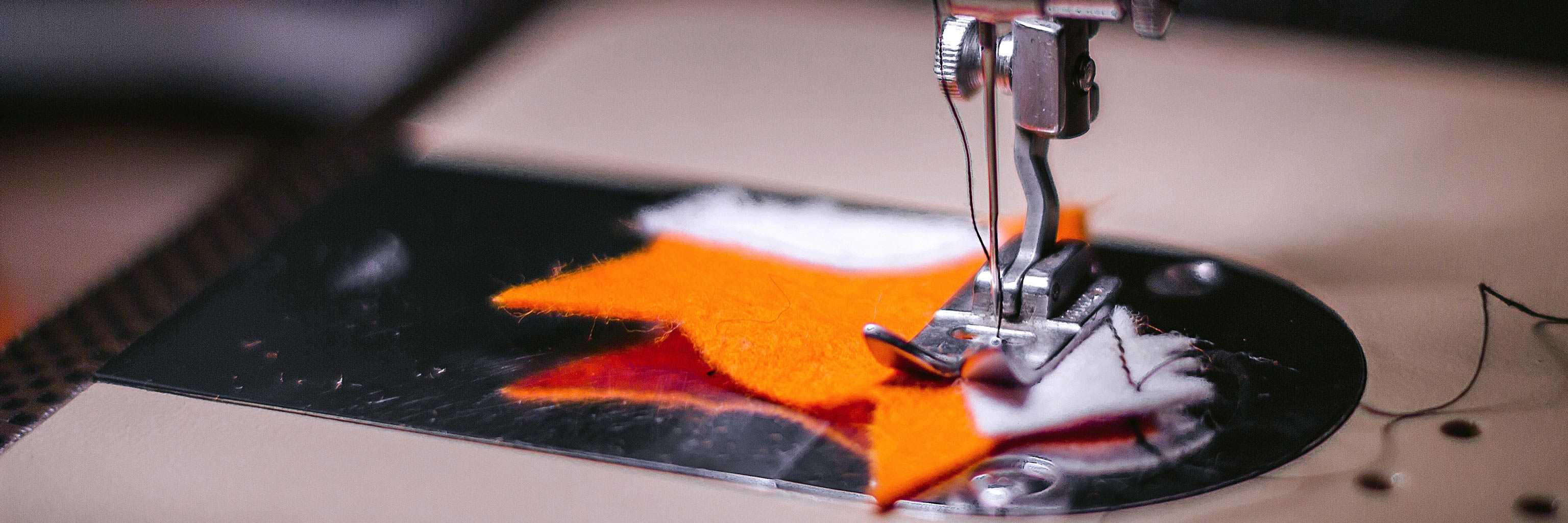 Close up of a sewing machine stitching