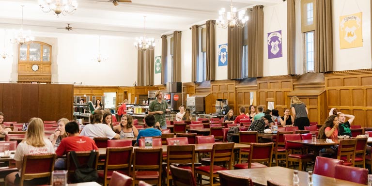 Students eating in the Collins Center dining hall