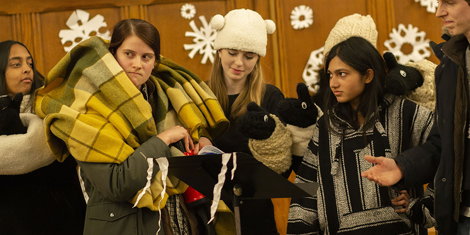 Students perform in The Second Shepherd's Play